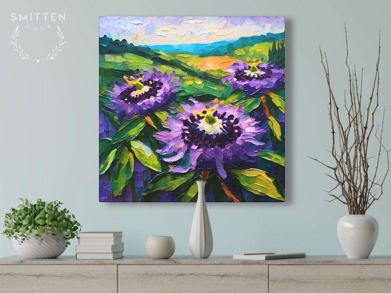 Passion Flower Painting, Tennessee State Wildflower Landscape on Canvas Wall Art Print Original Artwork, Home Decor Gift image 4