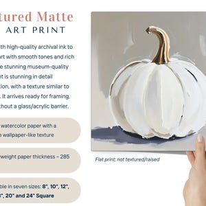 Pintura abstracta de calabaza blanca, decoración de pared otoñal en tonos beige y gris neutros, impresión artística otoñal de estilo rústico moderno, arte minimalista de Halloween en colores apagados imagen 3