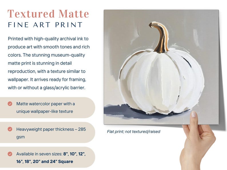 Pintura abstracta de calabaza blanca, decoración de pared otoñal en tonos beige y gris neutros, impresión artística otoñal de estilo rústico moderno, arte minimalista de Halloween en colores apagados imagen 3