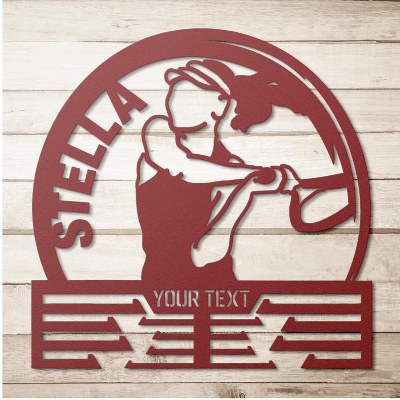 Tennismedaillehouder voor meisjes en vrouwen, dames tennisspeler metalen wandbord, aangepaste gepersonaliseerde naamprijs lint displayrek hanger cadeau afbeelding 2