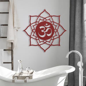 Metal Lotus and Ohm Wall Decor, Metal Om Symbol Large Wall Art, Zen Lotus Flower Metal Wall Art, Yogi Lotus Mandala Metal Wall Hanging Sign image 10