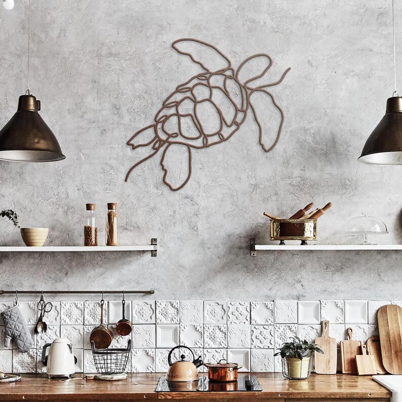 Sea Turtle Metal Wall Decor, Sea Turtle Metal Art, Aquatic Decor, Metal Sea Turtle Wall Art, Modern Minimalist Coastal Beach House Decor image 14