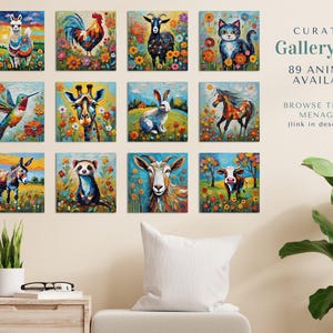 Impresión artística de caracol • Pintura de arte popular caprichosa • Decoración de pared ecléctica • Molusco en jardín de flores • Póster en lienzo enmarcado Regalo para amantes de los caracoles imagen 7