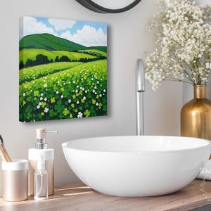 Irish Shamrock Field Landscape Painting, Celtic St. Patrick's Day Decor Artwork, Lush Green Ireland Art Print, Irish Gift Bild 6