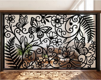 Butterfly Garden Steel Fence Insert • Balcony Deck Privacy Panel • Outdoor Pergola Metal Screen • Patio Yard Railing Art • Cute Garden Decor