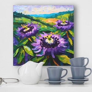 Passion Flower Painting, Tennessee State Wildflower Landscape on Canvas Wall Art Print Original Artwork, Home Decor Gift image 6