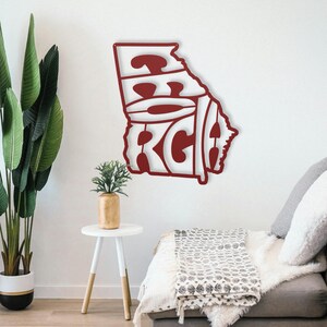 Georgia Wall Art Metal Sign, Retro Georgia State Shaped Silhouette Name Outline Large Wall Hanging, University Dorm Room & Home Decor Gift image 13