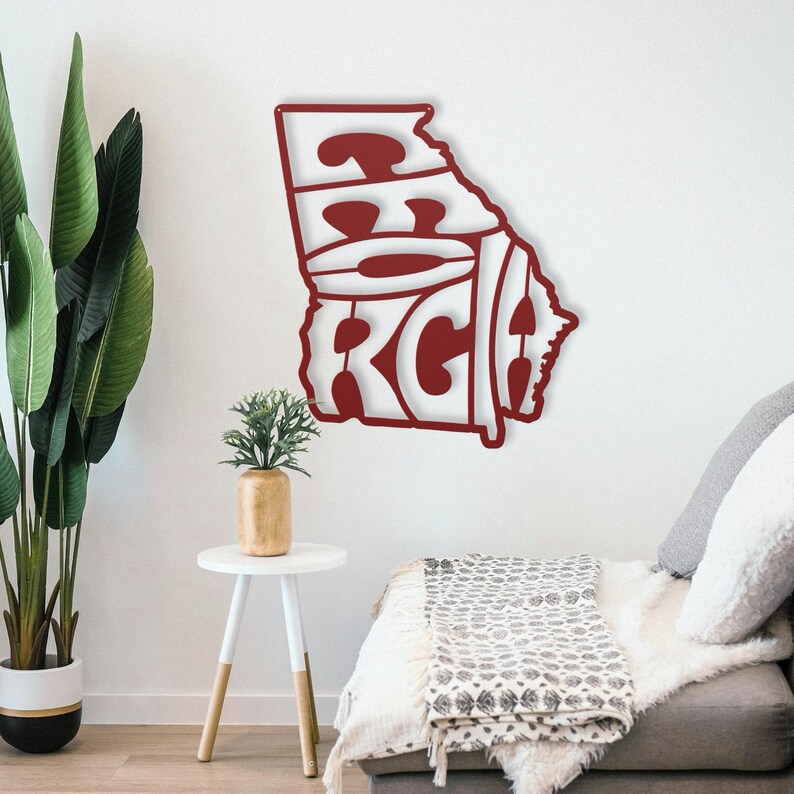 Georgia Wall Art Metal Sign, Retro Georgia State Shaped Silhouette Name Outline Large Wall Hanging, University Dorm Room & Home Decor Gift image 13