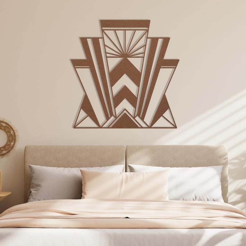 Silver Art Deco Wall Art, Hollywood Regency Decor, Glamorous Geometric Metal Sign, Luxe Entryway Statement Piece, Elegant Home Accent image 15