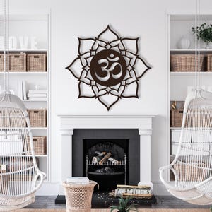 Metal Lotus and Ohm Wall Decor, Metal Om Symbol Large Wall Art, Zen Lotus Flower Metal Wall Art, Yogi Lotus Mandala Metal Wall Hanging Sign image 12