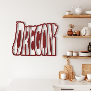 Oregon Wall Art Metal Sign, Retro Oregon State Shaped Silhouette Name Outline Large Wall Hanging, University Dorm Room & Home Decor Gift image 13