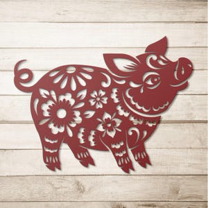 Year of the Pig Chinese Zodiac Metal Wall Art in Papercut Style, Feng Shui Metal Wall Decor for Good Luck, Chinese Lunar New Year Gift image 14