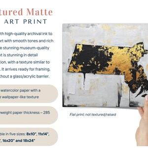 Abstract Massachusetts State Silhouette Wall Art Print, Modern Minimalist Painting In Gold Black And Gray Color Urban Grunge Artwork Decor image 3