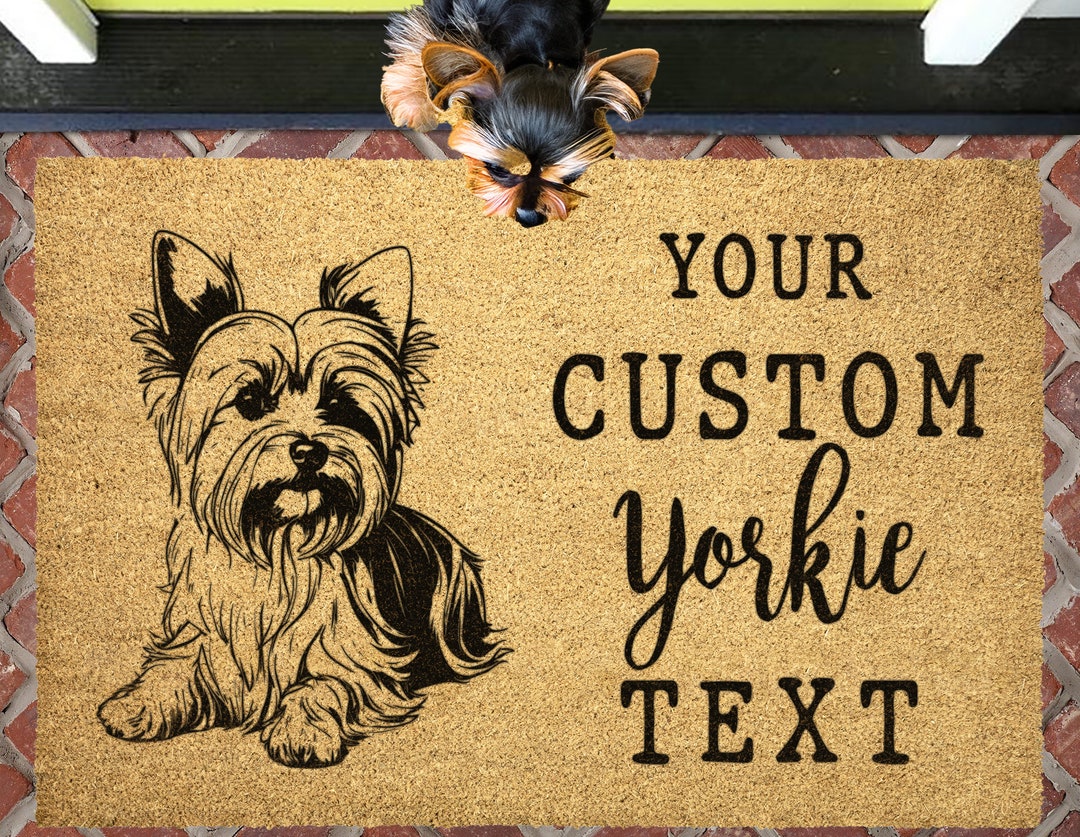 Yorkie Doormat: Custom Personalized Yorkshire Terrier Welcome