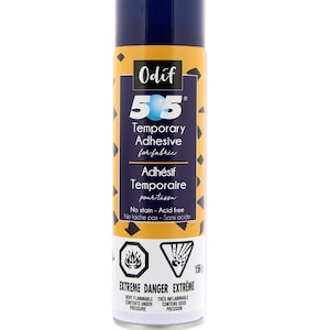 Adhesivo en aerosol para telas ODIF 505 (312 g y 156 g) / Spray de hilván reposicionable para acolchado, bordado y costura / BelieveWorks
