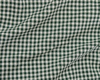 Nikolai Organic Cotton Check Fabric – Yarn Dyed Green Ivory Plaid – Sustainable Apparel