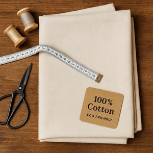 10oz Natural Cotton Canvas Fabric – Extra Wide 126” | 100 Percent Cotton Heavy Duty Material for Backdrops, Upholstery, Bags & Art