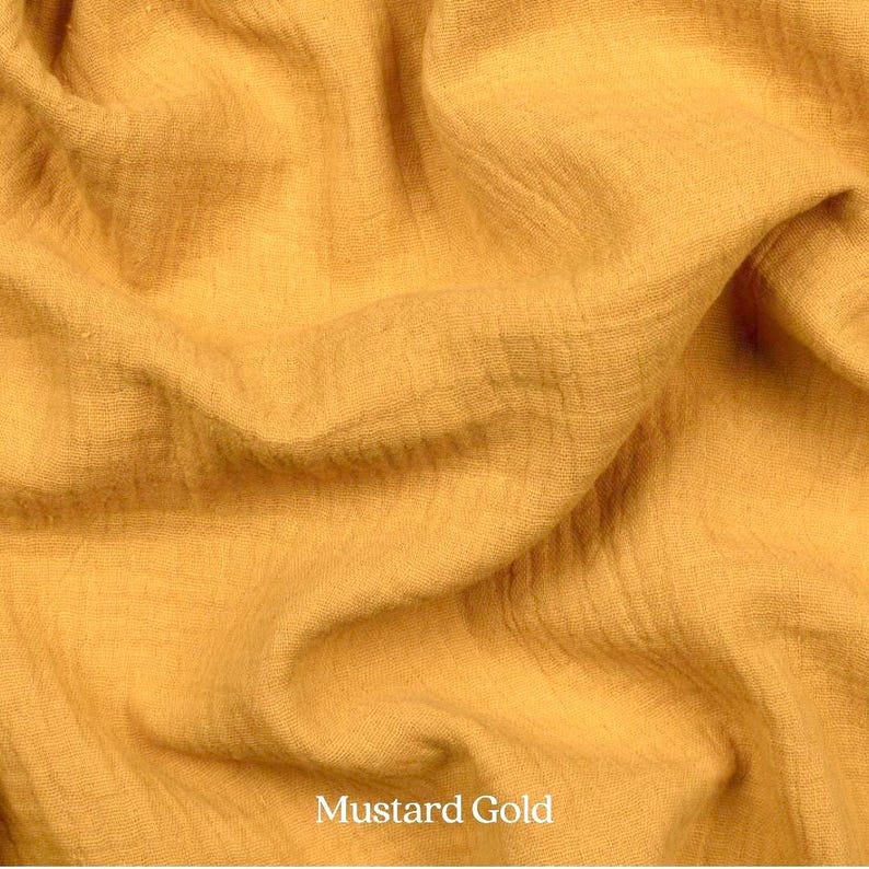 Tela de algodón orgánico de doble gasa: ligera, suave y transpirable - 127 cm de ancho 452-Mustard Gold
