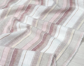 Eterna Stripe Cotton Linen Fabric – Yarn Dyed Lightweight Apparel – Breathable Summer Dress Material