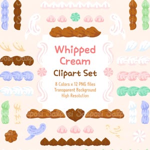 Whipped Cream Clipart, Frosting Clipart, Icing Clipart, Cream Clipart, Border clipart, Decoration Clipart, Digital Sticker, Digital Download