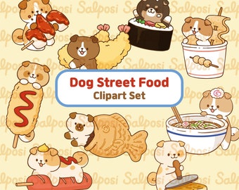 Dog Clipart, Korean Food Clipart, Dog PNG, Puppy Clipart, Cute Dog Clipart, Street Food Clipart, Asian Street Food, Pet Clipart,Food Clipart