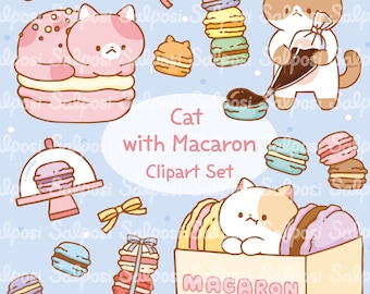 Cat Clipart, Cat PNG, Kitten Clipart, Cute Cat Clipart, Macaron Clipart, Desert clipart, Animal Clipart, Pet Clipart