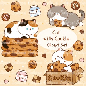Cat Clipart, Cookie Clipart, Cat PNG, Kitten Clipart, Cute Cat Clipart, Animal Clipart, Pet Clipart