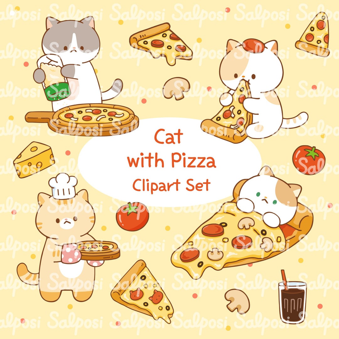 Cat Clipart, Pizza Clipart, Pizza PNG, Cat PNG, Kitten Clipart, Cute ...