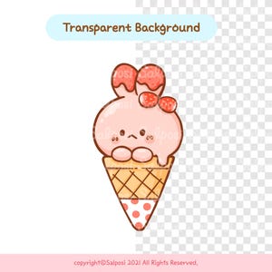 Cute Ice Cream Clipart, Ice Cream Clipart, Bunny PNG, Cute Bunny Clipart, Cute Animal Clipart, Kawaii Clipart, Ice Cream PNG, Food Clipart image 4