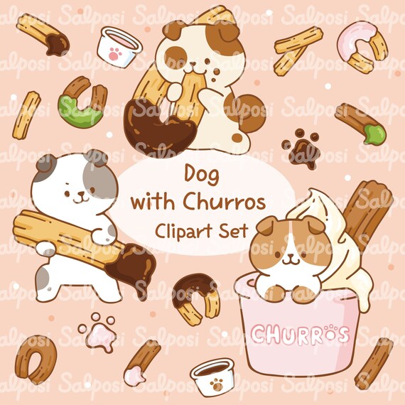 Dog Clipart, Churros Clipart, Puppy Clipart, Dog PNG, Cute Dog Clipart, Animal Clipart, Food Clipart, Pet Clipart