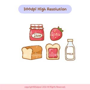 Cat Clipart, Bread Clipart, Cat PNG, Kitten Clipart, Cute Cat Clipart, Jam clipart, Toast Clipart, Printable Sticker, Digital download image 6