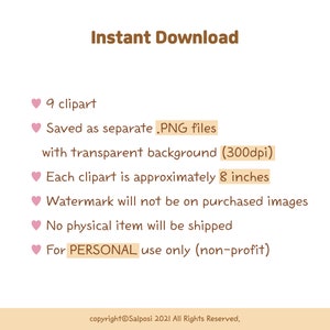 K&ouml;nnte beinhalten: Digitaler Download-Grafik mit Text: "Sofort-Download". Enth&auml;lt 9 Cliparts, die als .PNG-Dateien mit transparentem Hintergrund gespeichert sind. Jedes Clipart ist ca. 20 cm gro&szlig;. Wasserzeichen nicht enthalten. Nur f&uuml;r den pers&ouml;nlichen Gebrauch.