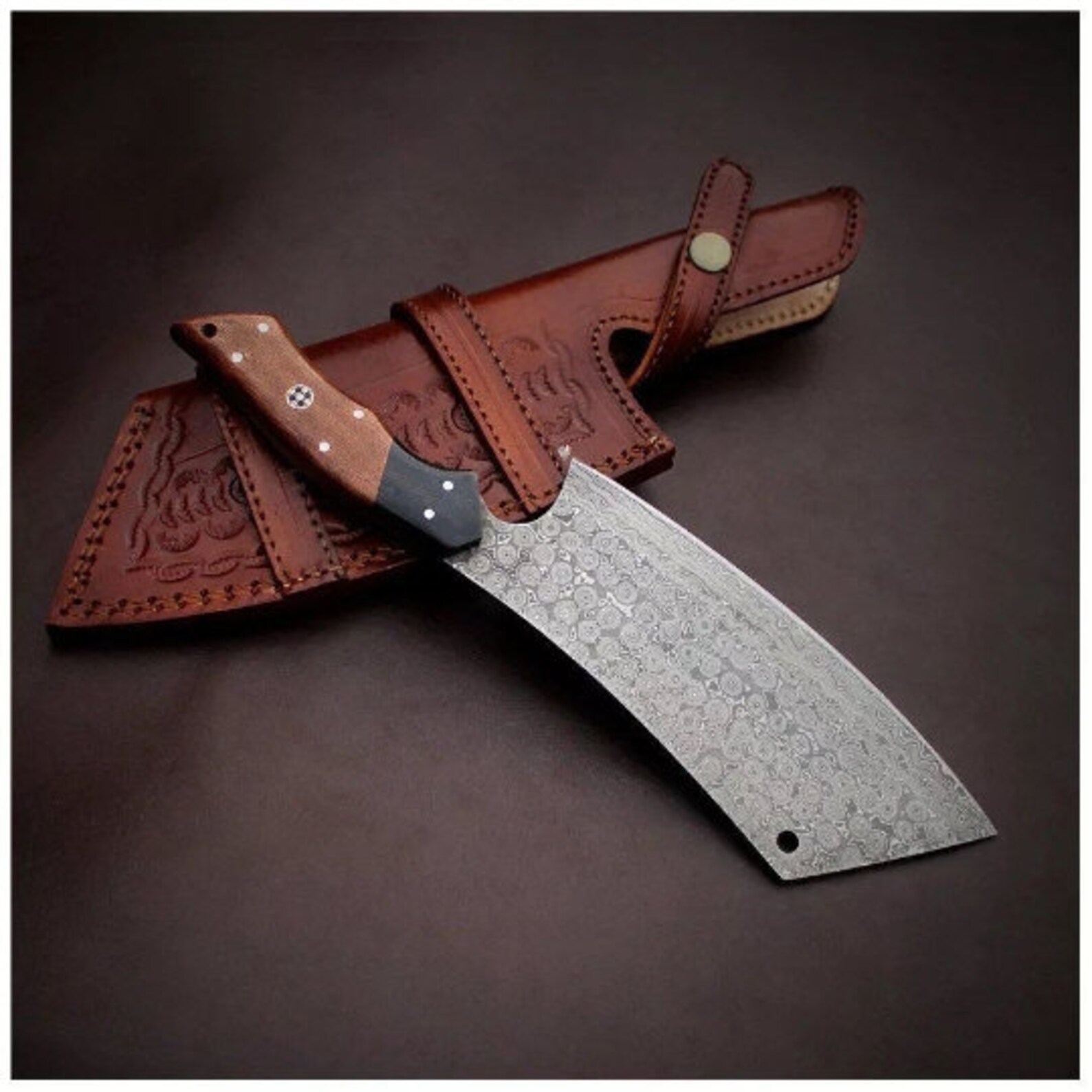 Custom Handmade Damascus Steel Meat Cleaver Etsy