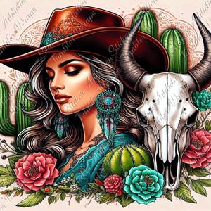 20 oz maigre boho cow-girl sud-ouest de l'ouest Floral crâne fleurs Cactus gobelet Wrap PNG en téléchargement numérique