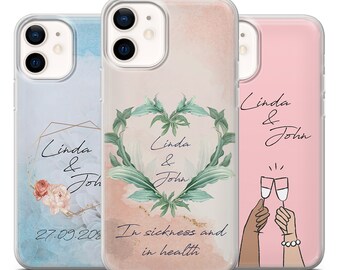 Customized Name Phone Case Married Couple Gel Cover for iPhone 12/12 Pro, Max, 12 Mini, 13/13 Pro, Max, 13 Mini A42