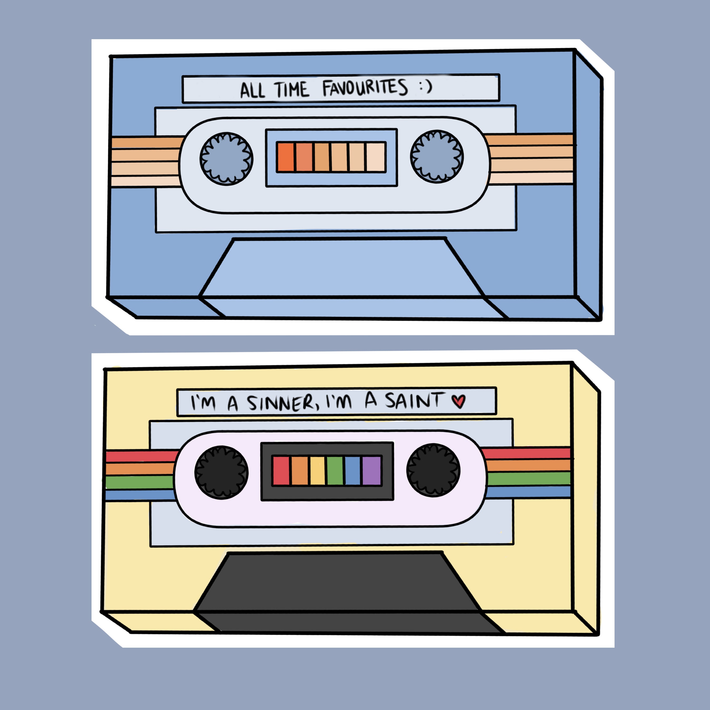Cassette Tape Glossy Stickers Etsy
