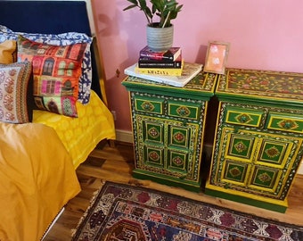 Handpainted indian bedside table-wooden(FREE GIFT )