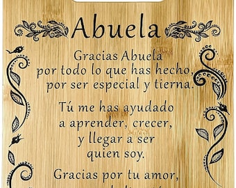 Tabla de cortar de bambú grabada: Regalo para abuela española (23 x 30 cm)