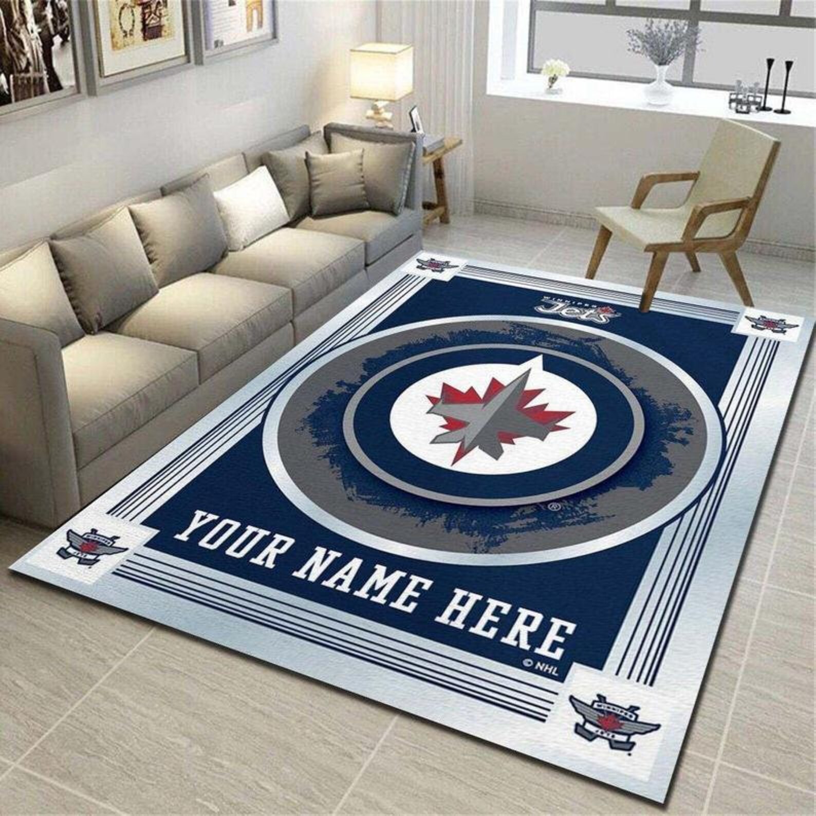 Winnipeg Jets Personalized Area Rugs Living Room Bedroom Etsy