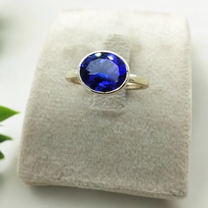 Blue Tanzanite Engagement Ring, 14k Gold Anniversary Ring, Vintage Art Deco Ring, December Birthstone Ring.