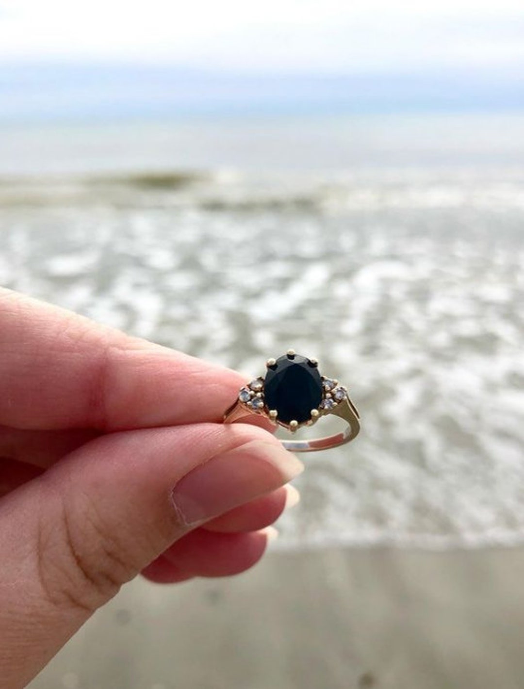 Beautiful Black Tourmaline Ring-dark Green Tourmaline Ring Stacking