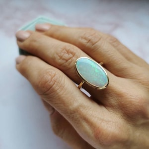 Natural Opal ring. 14k Gold Opal ring. Opal Engagement ring. October Birthstone ring. Victorian Opal ring. Gift for mom