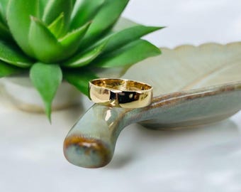 Minimalist Gold Band Ring, Sterling Silver Comfort Fit Wedding Band, Stackable Promise Ring, Everyday Jewelry, Gift for Her