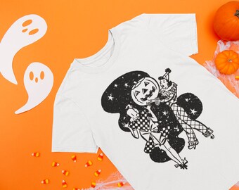 Vintage Halloween Cute Pumpkin Illustration Happy Halloween Cute Halloween T-shirt