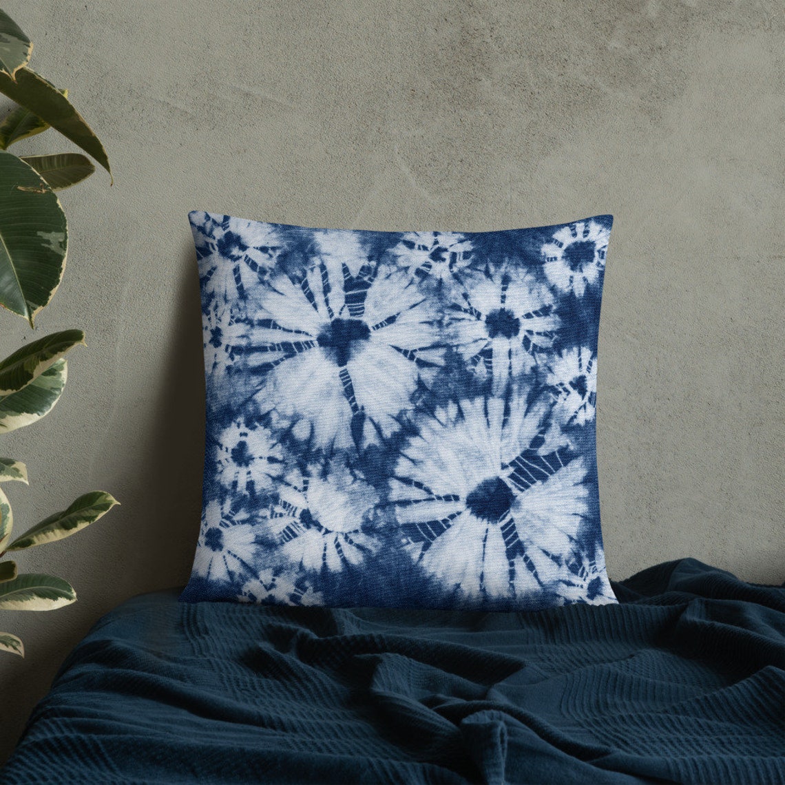 Blue Pillow Cover Shibori Pillow Cover 22x22 Throw Pillow Etsy