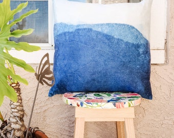 Indigo Throw Pillow | 24x24 Pillow Cover | Handmade Throw Pillow Blue | Handmade Throw Pillows | 24x24 Pillow