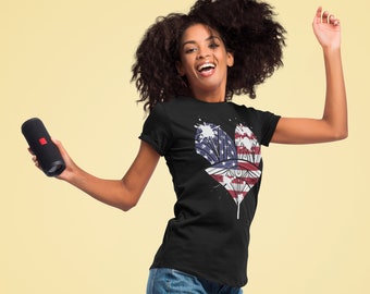 Bohemian Shirt American Heart Flag Fourth of July Independence Day T-shirt