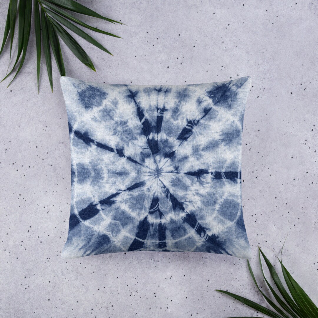 Shibori Pillow Cover 22x22 Throw Pillow Shibori Throw Pillow Indigo