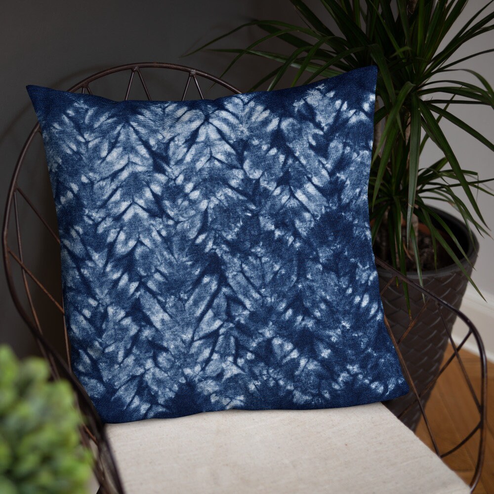 Decorative Pillow Shibori Throw Pillow Indigo Throw Pillow 22x22 Throw