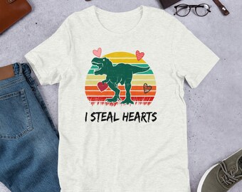 I Steal Hearts T Rex Dinosaur Valentine's Day T-shirt